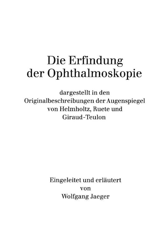 Couverture_Die Erfindung der Ophthalmoskopie