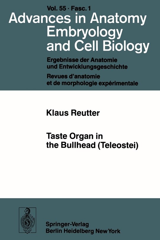 Front cover_Taste Organ in the Bullhead (Teleostei)