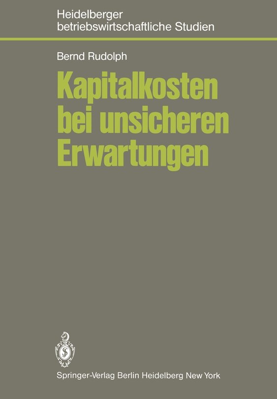 Front cover_Kapitalkosten bei unsicheren Erwartungen