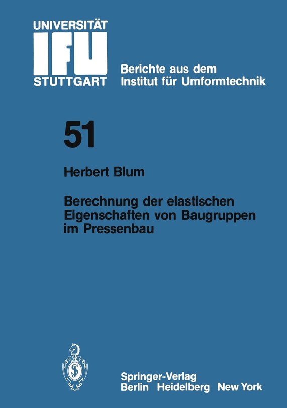 Couverture_Berechnung der elastischen Eigenschaften von Baugruppen im Pressenbau