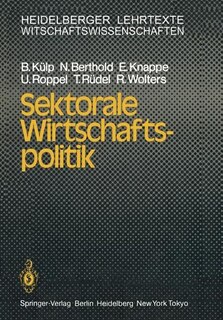 Front cover_Sektorale Wirtschaftspolitik