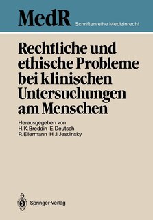 Front cover_Rechtliche und ethische Probleme bei klinischen Untersuchungen am Menschen