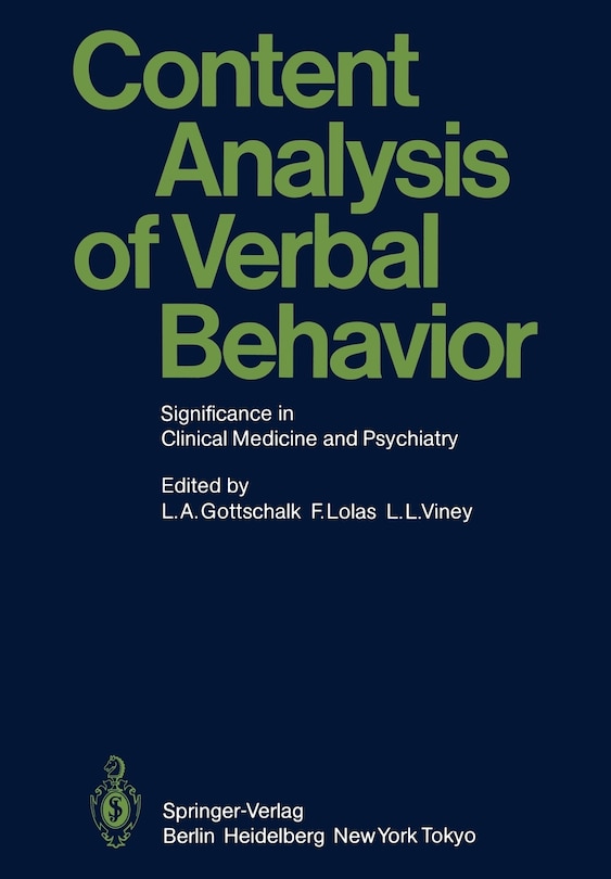Front cover_Content Analysis of Verbal Behavior