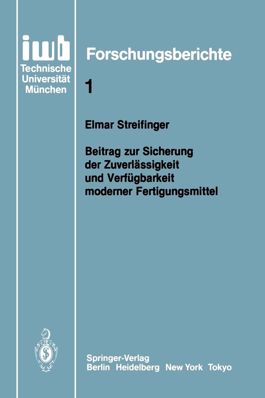 Front cover_Beitrag zur Sicherung der Zuverlässigkeit und Verfügbarkeit moderner Fertigungsmittel