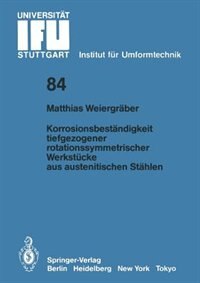 Front cover_Korrosionsbeständigkeit tiefgezogener rotationssymmetrischer Werkstücke aus austenitischen Stählen