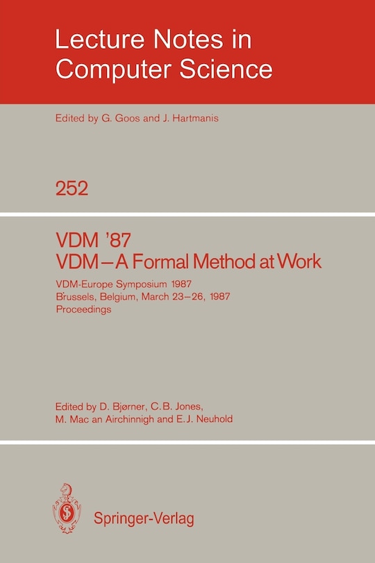 Couverture_VDM '87. VDM - A Formal Method at Work