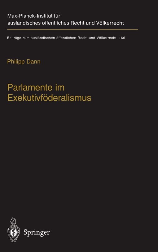 Front cover_Parlamente im Exekutivföderalismus