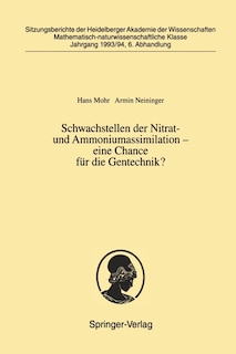 Front cover_Schwachstellen Der Nitrat- Und Ammoniumassimilation -- Eine Chance Für Die Gentechnik?