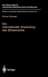 Front cover_Die internationale Anwendung des Börsenrechts