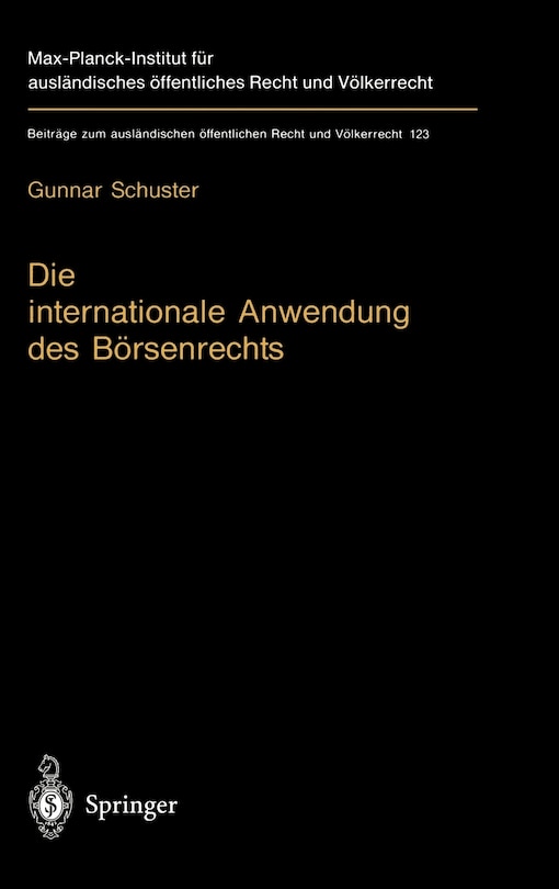 Front cover_Die internationale Anwendung des Börsenrechts