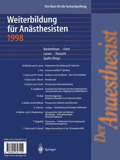 Der Anaesthesist Weiterbildung Für Anästhesisten 1998: Ihre Basis Für Die Facharztprüfung