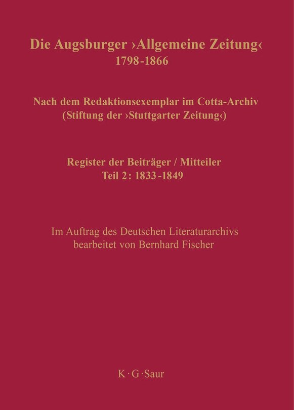 Couverture_Register der Beiträger / Mitteiler