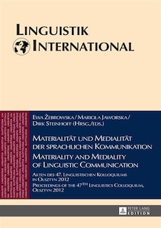 Couverture_Materialitaet und Medialitaet der sprachlichen Kommunikation / Materiality and Mediality of Linguistic Communication