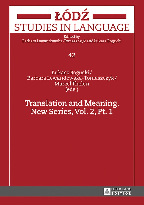 Couverture_Translation and Meaning. New Series, Vol. 2, Pt. 1