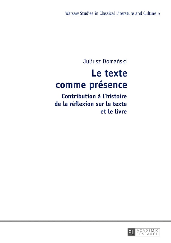 Front cover_Le texte comme pr�sence