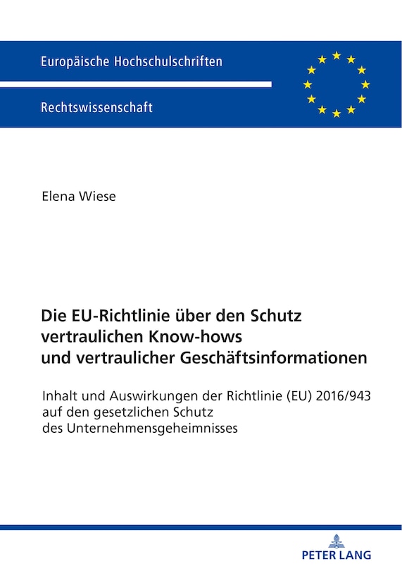 Couverture_Die EU-Richtlinie ueber den Schutz vertraulichen Know-hows und vertraulicher Geschaeftsinformationen
