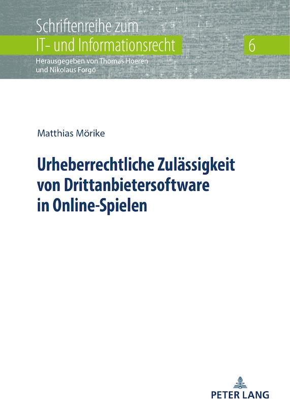 Front cover_Urheberrechtliche Zulaessigkeit Von Drittanbietersoftware In Online-spielen