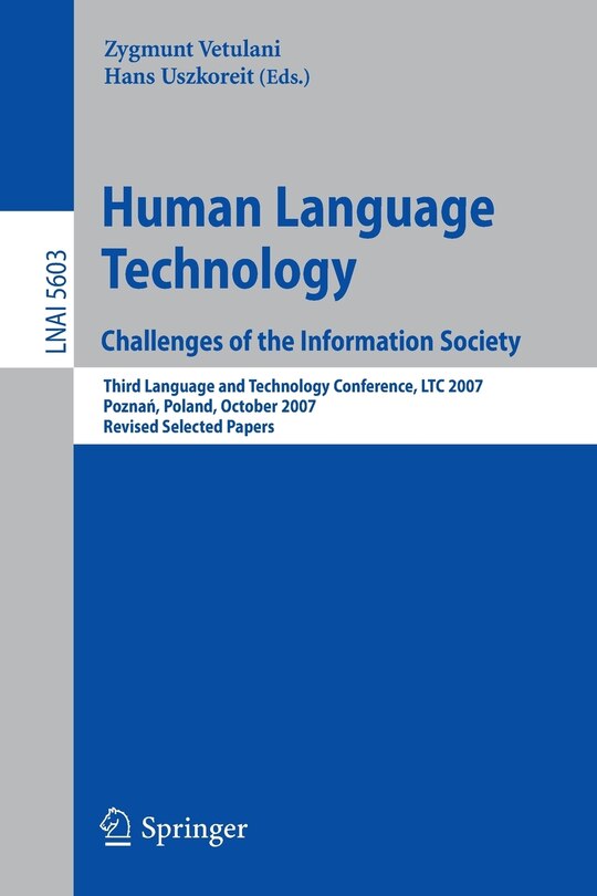 Front cover_Human Language Technology. Challenges of the Information Society