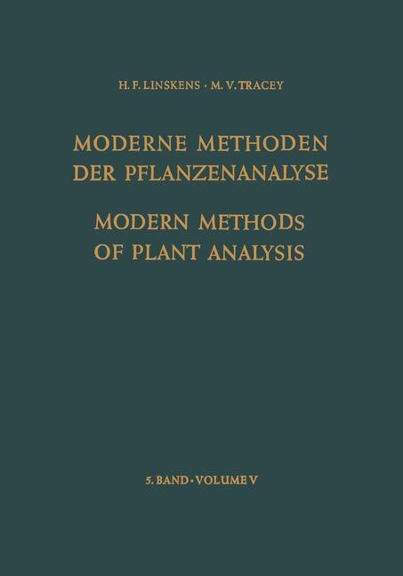 Front cover_Modern Methods of Plant Analysis / Moderne Methoden der Pflanzenanalyse