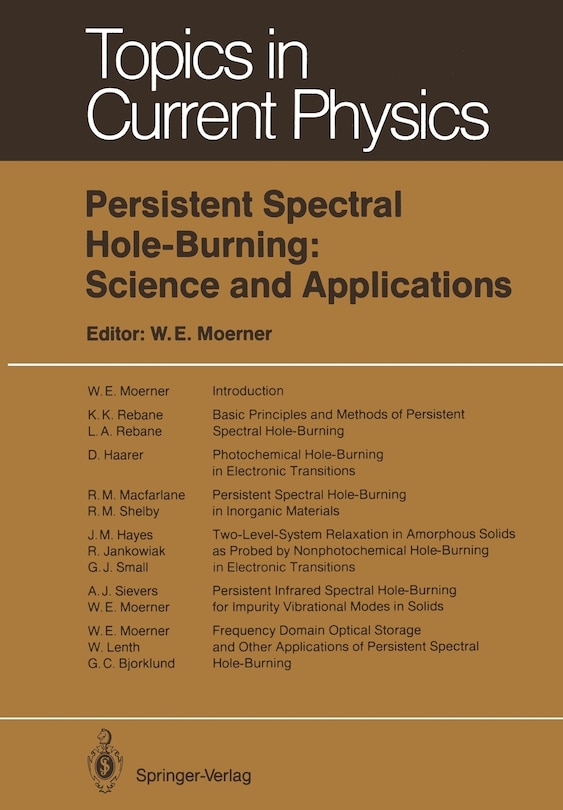 Couverture_Persistent Spectral Hole-burning