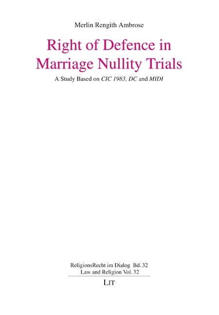 Couverture_Right of Defence in Marriage Nullity Trials