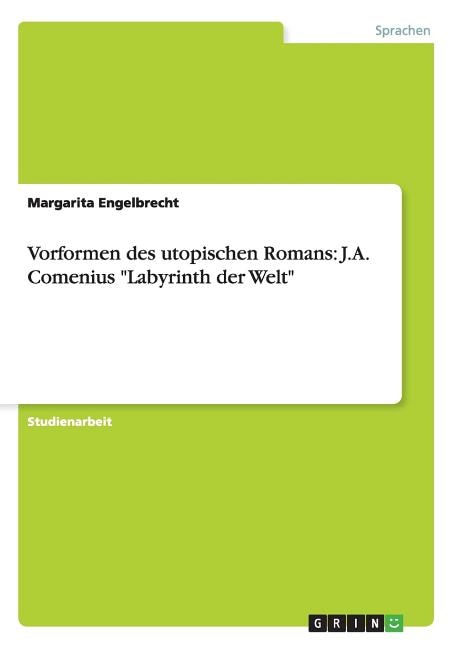 Couverture_Vorformen des utopischen Romans