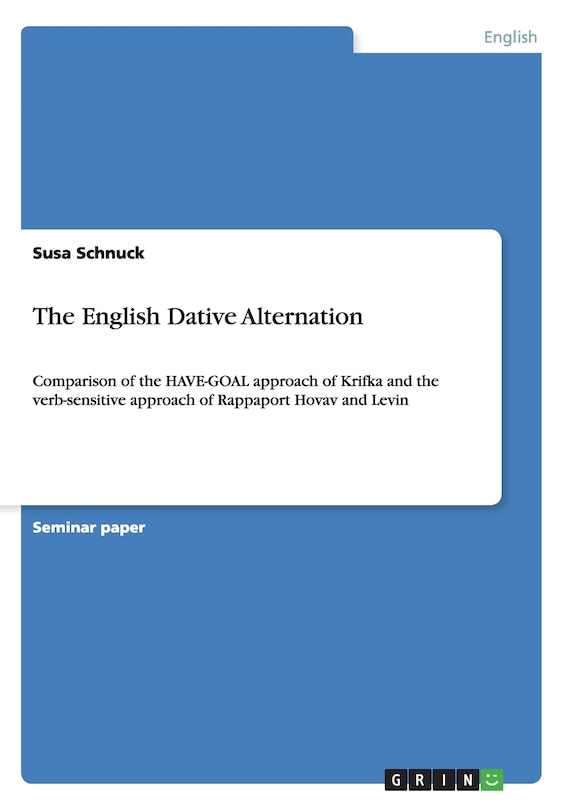 Front cover_The English Dative Alternation