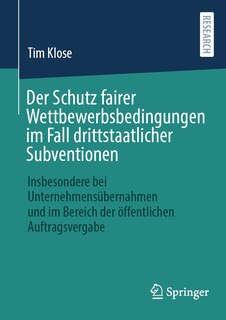 Front cover_Der Schutz Fairer Wettbewerbsbedingungen Im Fall Drittstaatlicher Subventionen