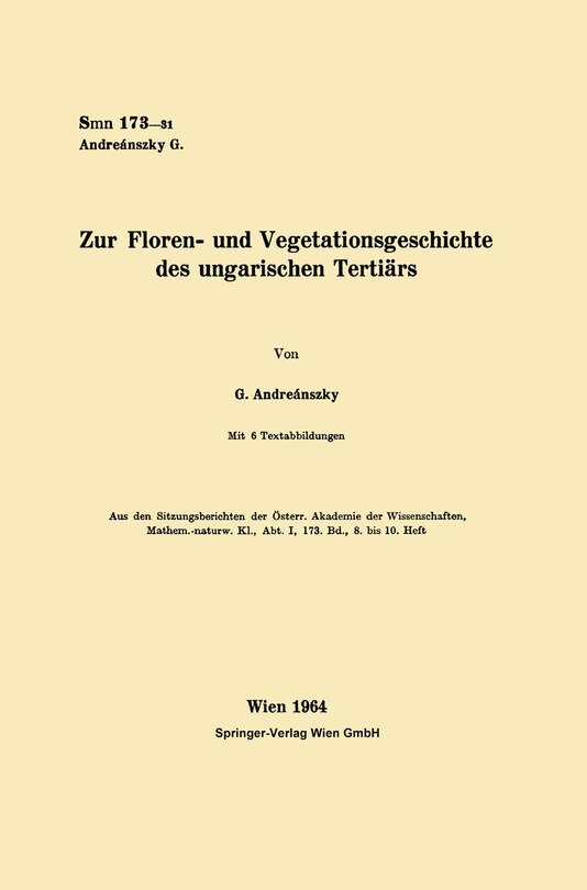 Front cover_Zur Floren- und Vegetationsgeschichte des ungarischen Tertiärs