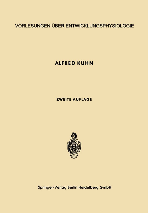 Front cover_Vorlesungen über Entwicklungsphysiologie
