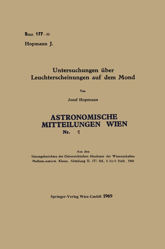 Front cover_Untersuchungen über Leuchterscheinungen auf dem Mond