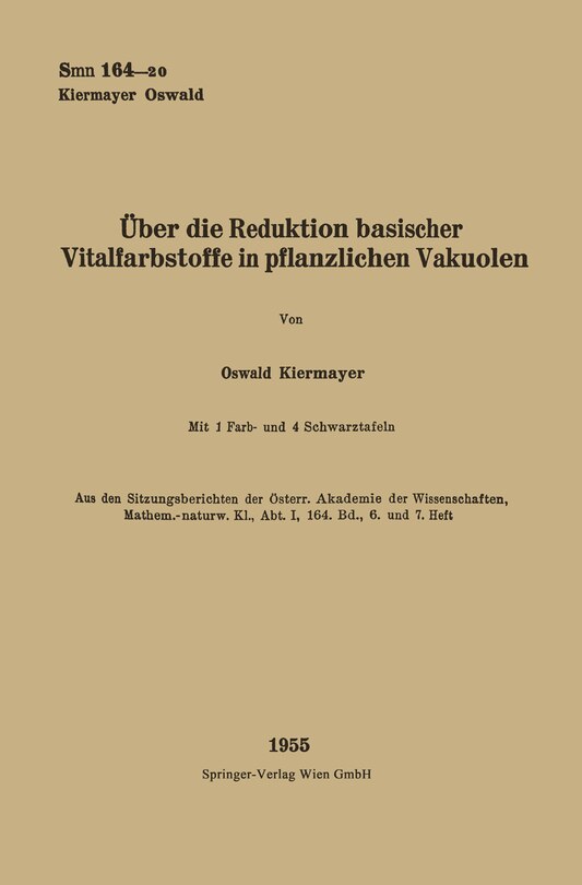 Front cover_Über die Reduktion basischer Vitalfarbstoffe in pflanzlichen Vakuolen