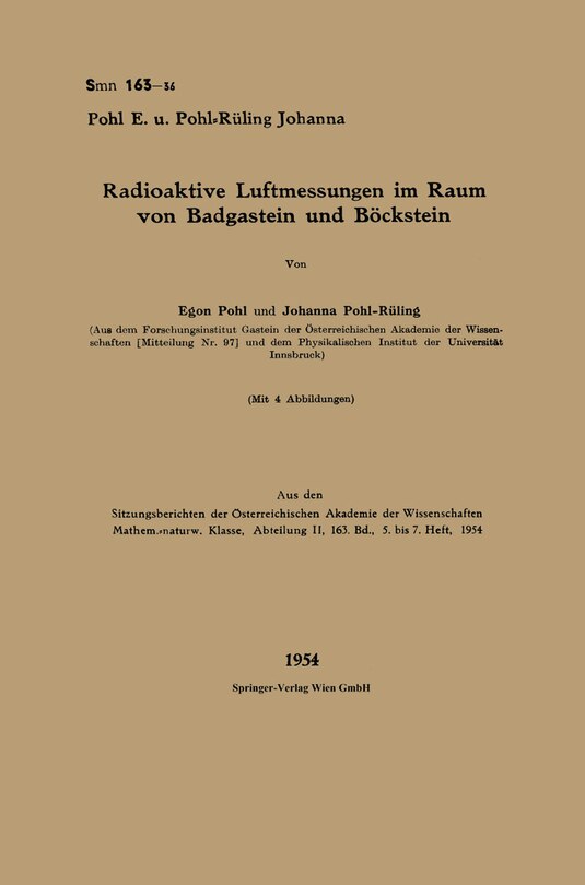 Couverture_Radioaktive Luftmessungen im Raum von Badgastein und Böckstein