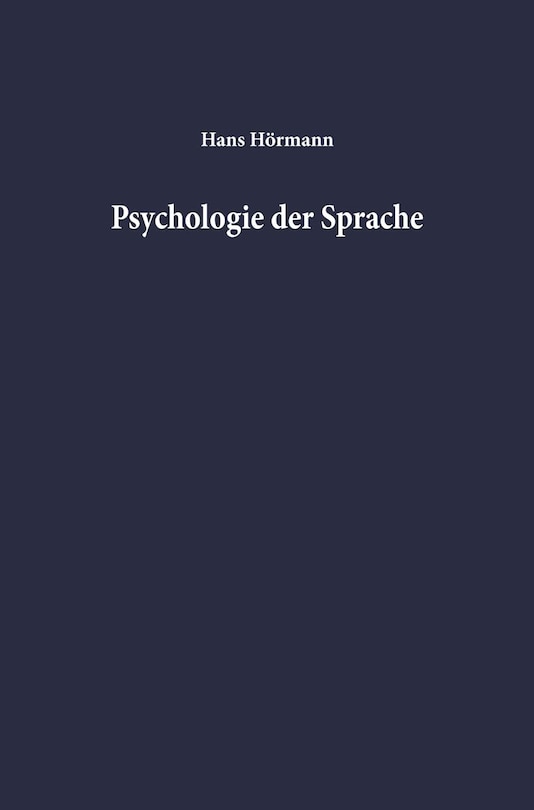 Front cover_Psychologie der Sprache