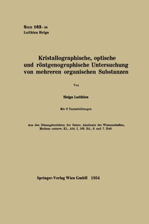 Front cover_Kristallographische, optische und röntgenographische Untersuchung von mehreren organischen Substanzen