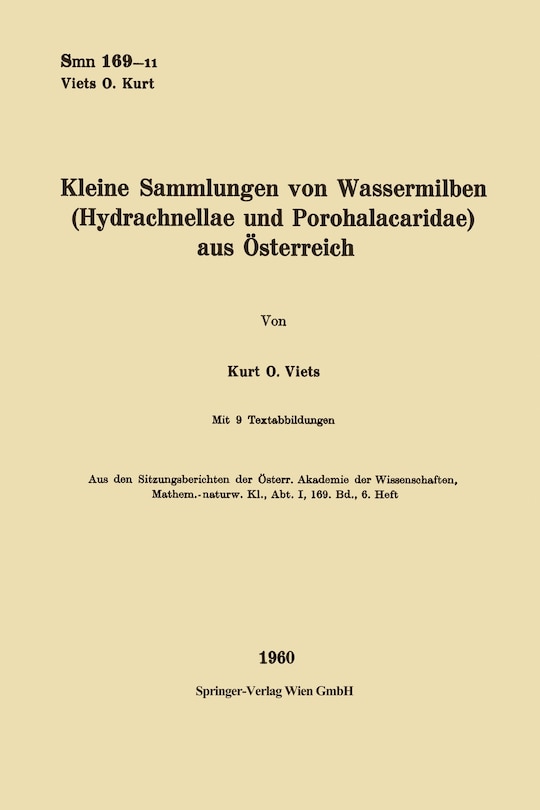 Couverture_Kleine Sammlungen von Wassermilben (Hydrachnellae und Porohalacaridae) aus Österreich