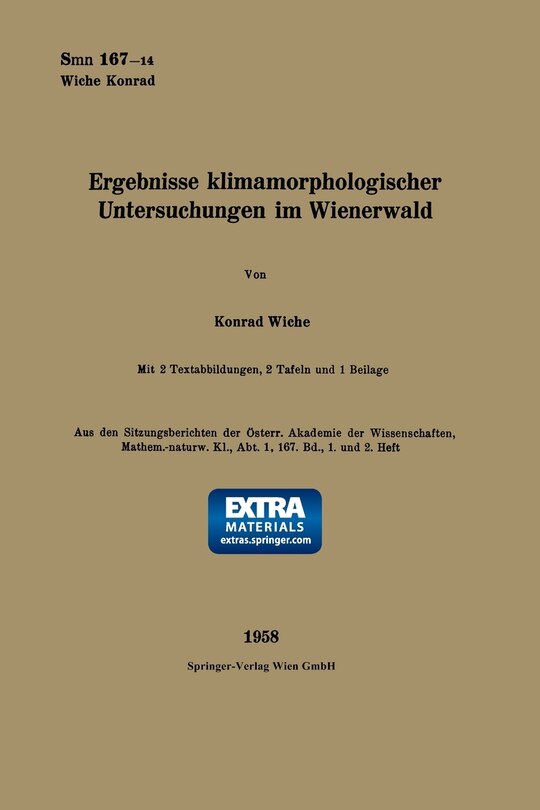 Front cover_Ergebnisse klimamorphologischer Untersuchungen im Wienerwald