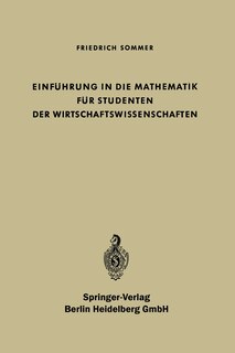 Couverture_Einführung in die Mathematik für Studenten der Wirtschaftswissenschaften