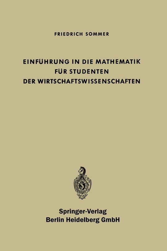 Couverture_Einführung in die Mathematik für Studenten der Wirtschaftswissenschaften