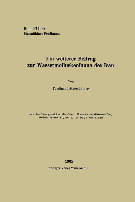 Front cover_Ein weiterer Beitrag zur Wassermolluskenfauna des Iran