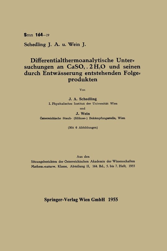 Front cover_Differentialthermoanalytische Untersuchungen an CaSO4 . 2H2O und seinen durch Entwässerung entstehenden Folgeprodukten
