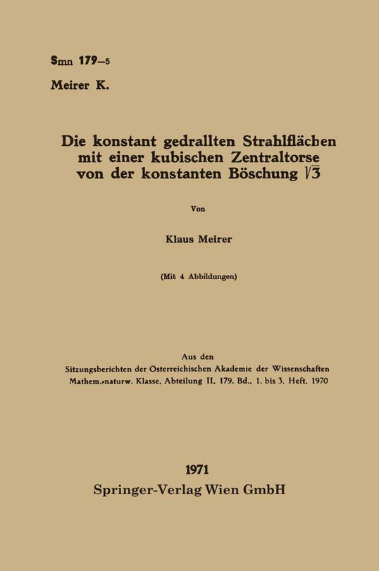 Die konstant gedrallten Strahlflächen mit einer kubischen Zentraltorse von der konstanten Böschung √3