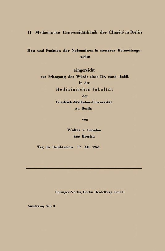 Front cover_Bau und Funktion der Nebenniere in neuerer Betrachtungsweise