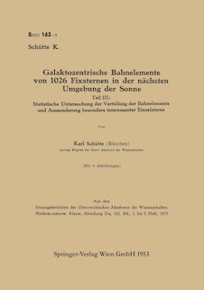Front cover_Galaktozentrische Bahnelemente von 1026 Fixsternen in der nächsten Umgebung der Sonne