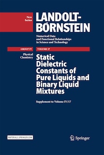 Front cover_Static Dielectric Constants of Pure Liquids and Binary Liquid Mixtures
