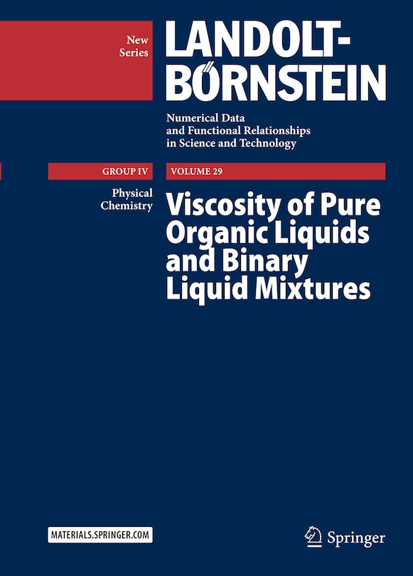Front cover_Viscosity Of Pure Organic Liquids And Binary Liquid Mixtures