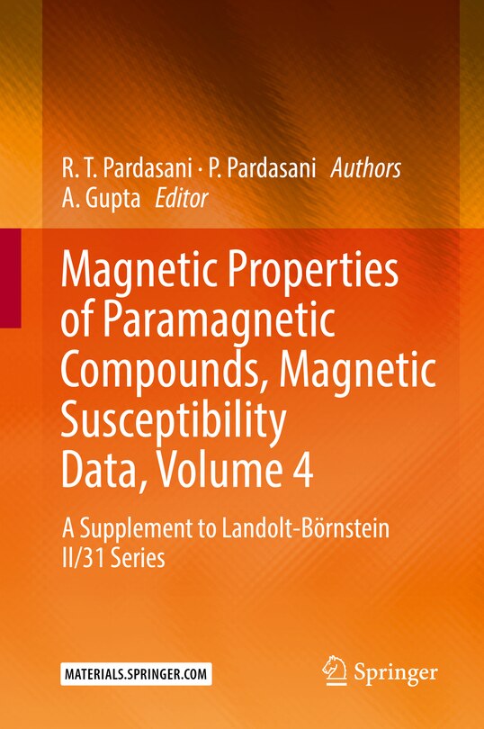 Couverture_Magnetic Properties Of Paramagnetic Compounds, Magnetic Susceptibility Data, Volume 4