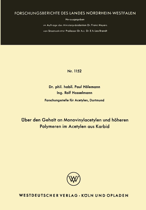 Couverture_Über den Gehalt an Monovinylacetylen und höheren Polymeren im Acetylen aus Karbid