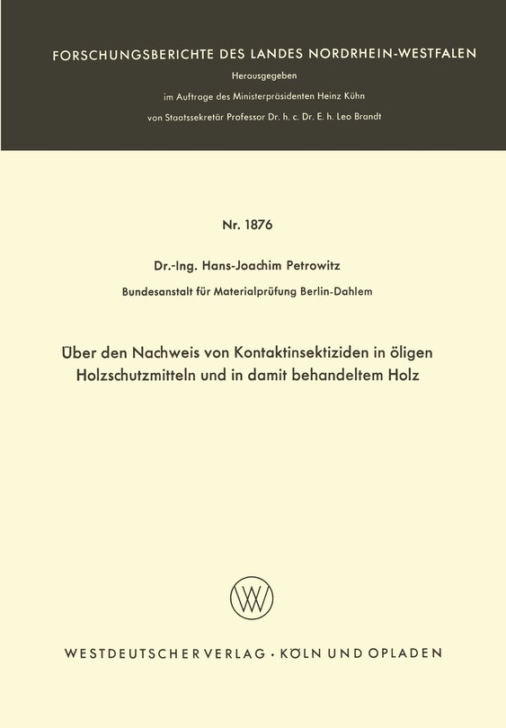 Über den Nachweis von Kontaktinsektiziden in öligen Holzschutzmitteln und in damit behandeltem Holz