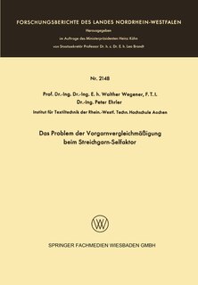 Couverture_Das Problem der Vorgarnvergleichmäßigung beim Streichgarn-Selfaktor